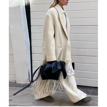 Women Mid Length Tassel Long Trench Coat Dress - Modestly Vogue